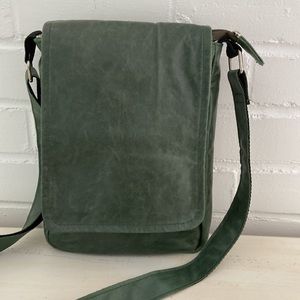 womens boho green leather adjustable crossbody bag purse